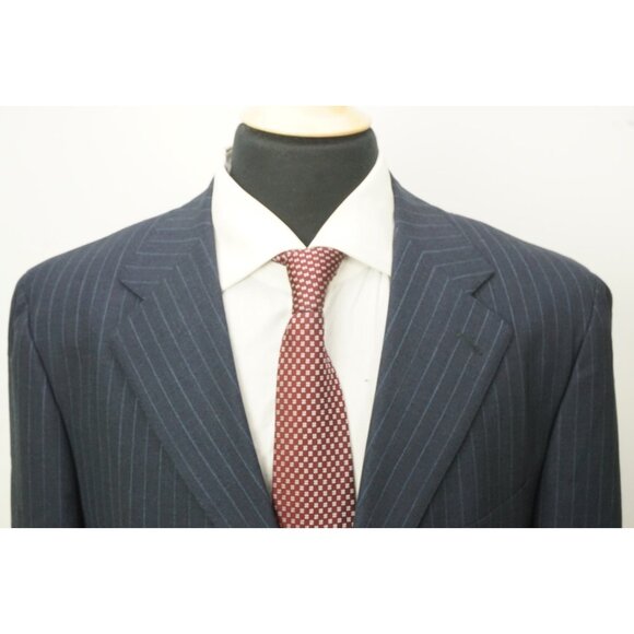 Isaia Sirio A Blue Mohair Wool Striped 2 Pc Suit Jacket Pants Sz 44R Brand New - Picture 2 of 11